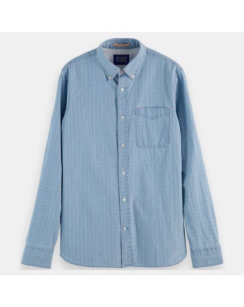 Chemise Regular Fit à pois bleu clair