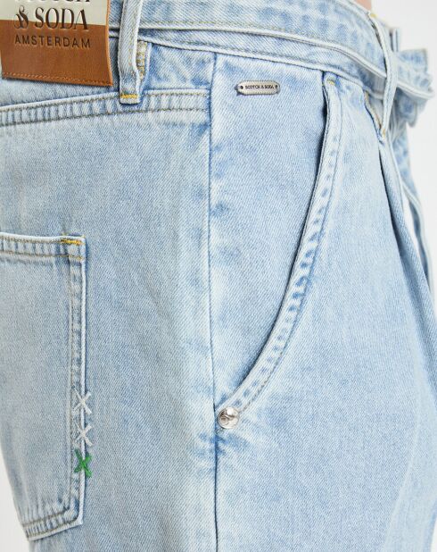 Lichtblauwe Spin Jean chino shorts met normale pasvorm