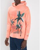 Sweat à capuche Palmier orange clair