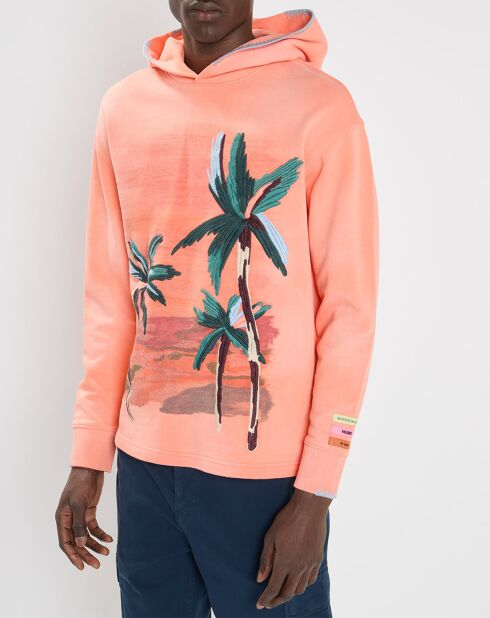 Sweat à capuche Palmier orange clair