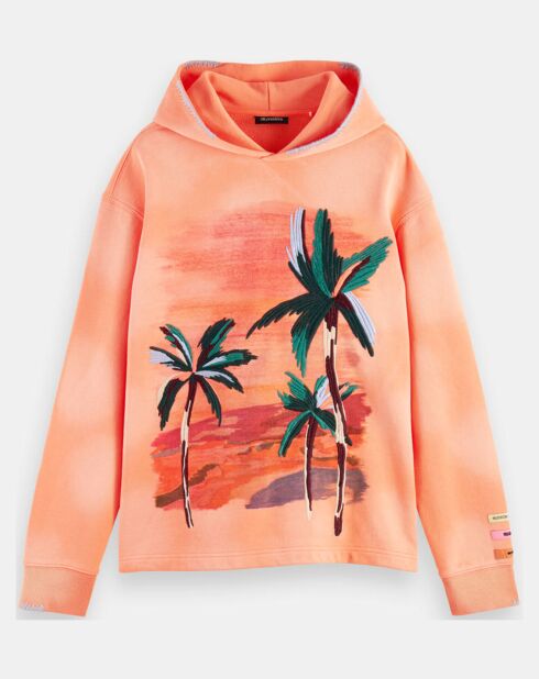 Sweat à capuche Palmier orange clair