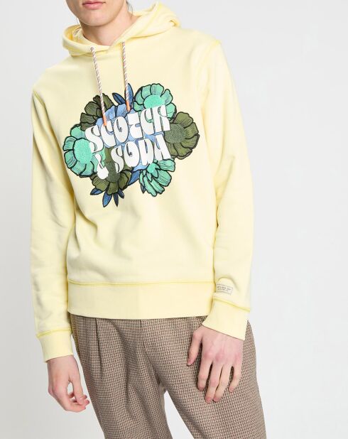 Sweat en Coton Bio mélangé Logo Fleur jaune clair