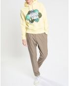 Sweat en Coton Bio mélangé Logo Fleur jaune clair