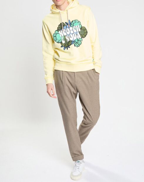 Sweat en Coton Bio mélangé Logo Fleur jaune clair