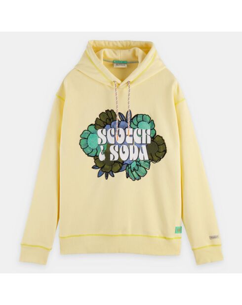 Sweat en Coton Bio mélangé Logo Fleur jaune clair