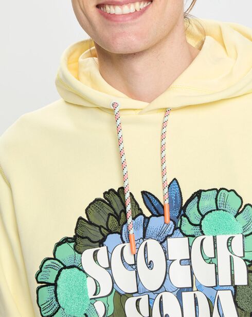 Sweat en Coton Bio mélangé Logo Fleur jaune clair