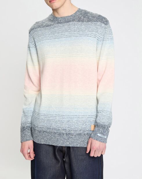 Pull Tie & Dye à rayures bleu/rose