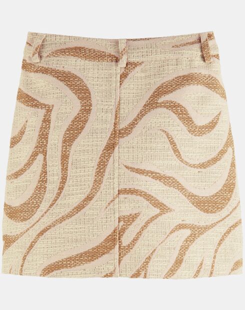 Beige/roze/bruine minirok met print