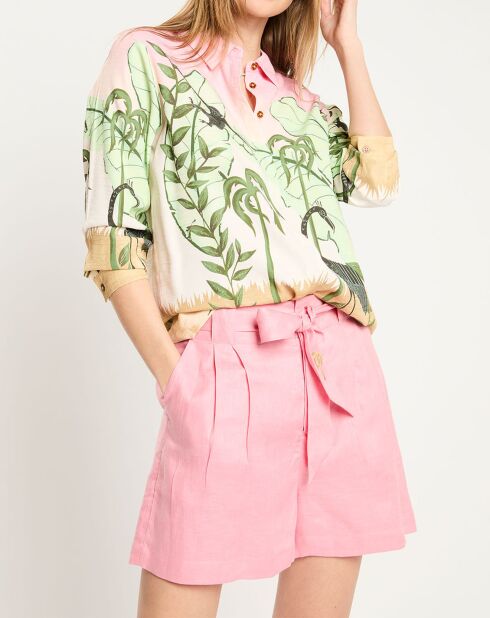 Pantaloncini rosa 100% lino