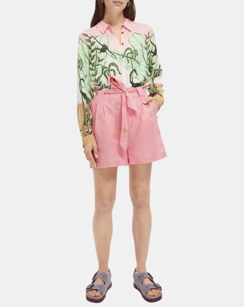 Pantaloncini rosa 100% lino