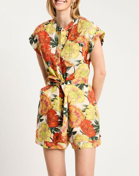 Tutina 100% lino con fiori multicolori