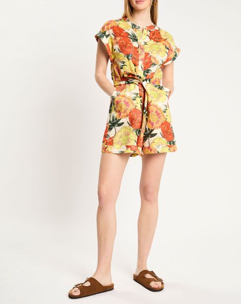 Tutina 100% lino con fiori multicolori