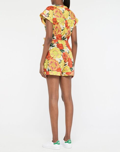 Tutina 100% lino con fiori multicolori