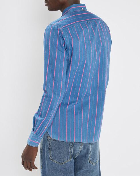 Chemise Slim Fit à rayures bleu/rose