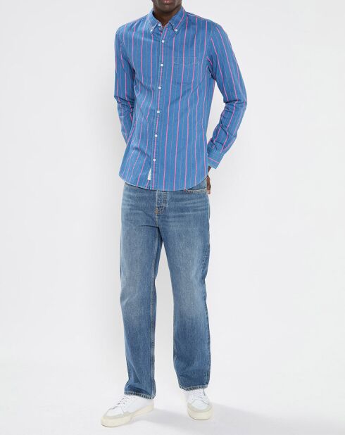 Chemise Slim Fit à rayures bleu/rose