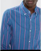 Chemise Slim Fit à rayures bleu/rose