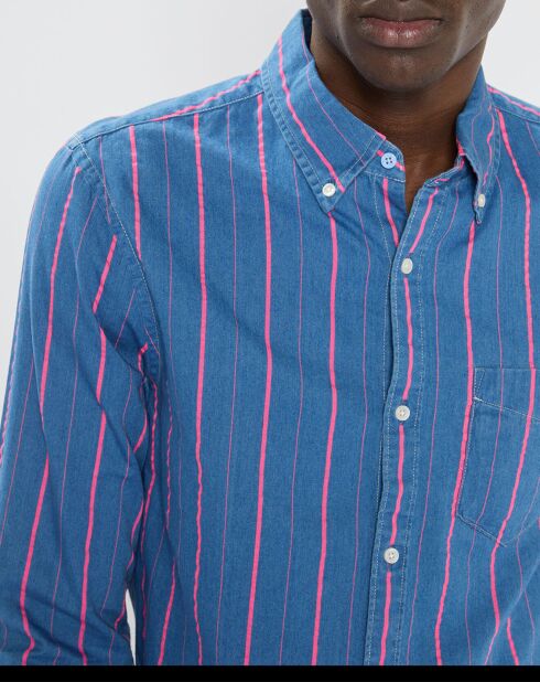 Chemise Slim Fit à rayures bleu/rose