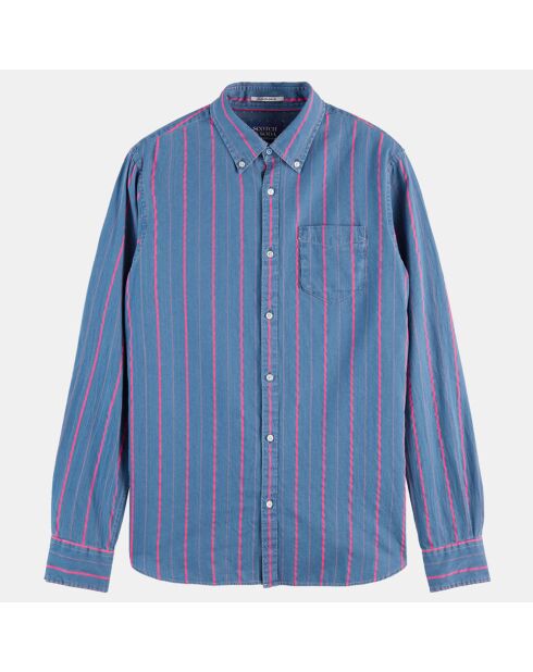 Chemise Slim Fit à rayures bleu/rose