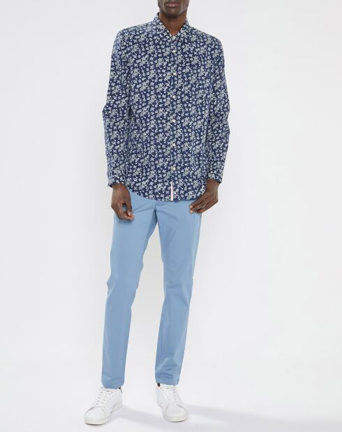 Pantalon Chino Super Slim Fit en Coton Bio mélangé Stretch bleu ciel
