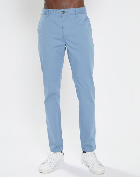 Pantalon Chino Super Slim Fit en Coton Bio mélangé Stretch bleu ciel