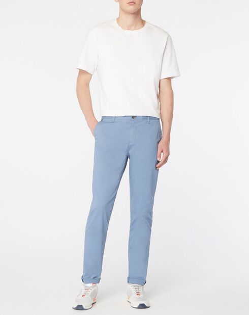 Pantalon Chino Super Slim Fit en Coton Bio mélangé Stretch bleu ciel
