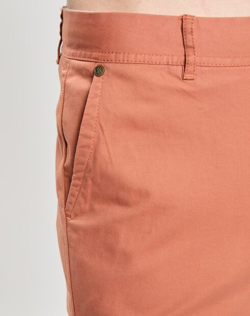 Pantalon Chino Super Slim Fit en Coton Bio mélangé Stretch brique