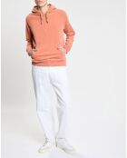 Sweat en Coton Bio mélangé Velours Milleraies à capuche orange