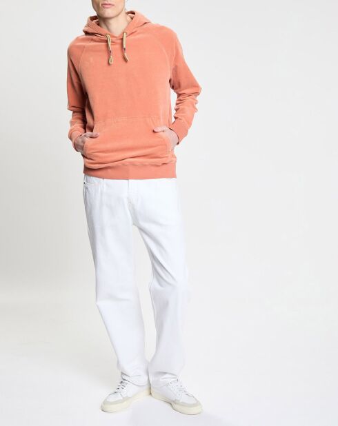 Sweat en Coton Bio mélangé Velours Milleraies à capuche orange