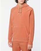 Sweat en Coton Bio mélangé Velours Milleraies à capuche orange