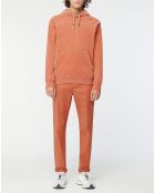 Sweat en Coton Bio mélangé Velours Milleraies à capuche orange