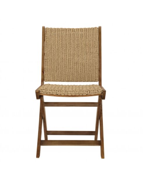 VICTOIRE - Set de 2 sillas plegables de acacia engrasada y ratán sintético