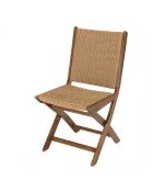 VICTOIRE - Lot de 2 chaises pliantes acacia huilé et rotin synthétique