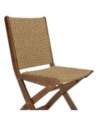 VICTOIRE - Lot de 2 chaises pliantes acacia huilé et rotin synthétique
