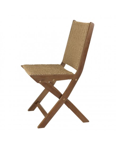 VICTOIRE - Set de 2 sillas plegables de acacia engrasada y ratán sintético