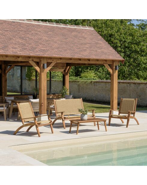 VICTOIRE - 4-Sitzer-Gartenmöbel aus geölter Akazie und synthetischem Rattan