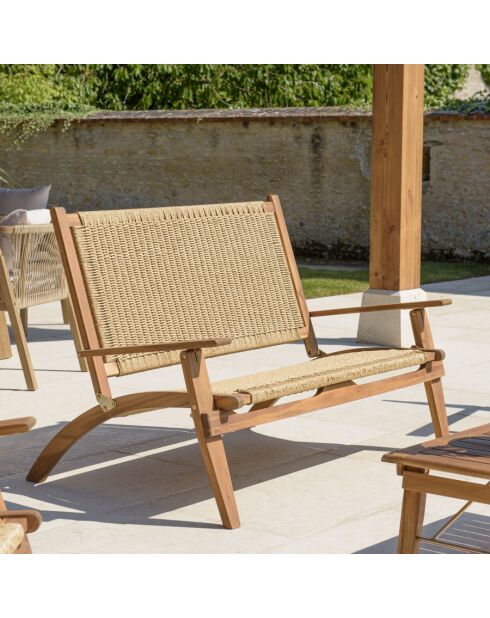 VICTOIRE - 4-Sitzer-Gartenmöbel aus geölter Akazie und synthetischem Rattan