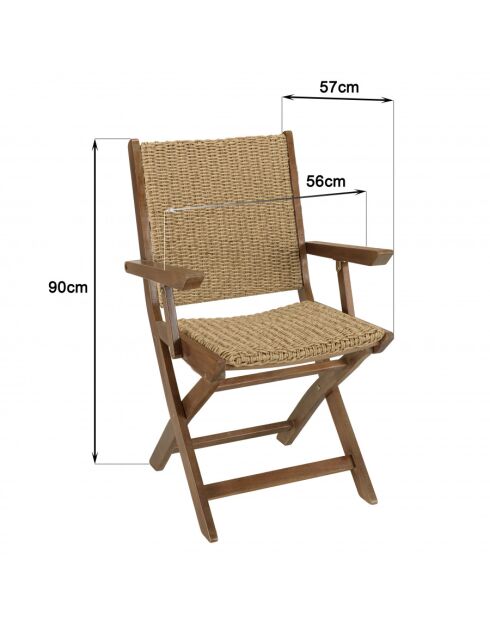 VICTOIRE - Lot de 2 fauteuils pliants acacia huilé et rotin synthétique