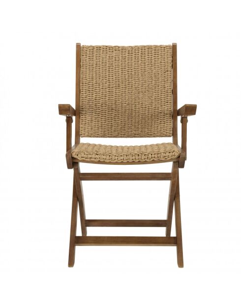 VICTOIRE - Lot de 2 fauteuils pliants acacia huilé et rotin synthétique