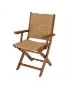 VICTOIRE - Lot de 2 fauteuils pliants acacia huilé et rotin synthétique