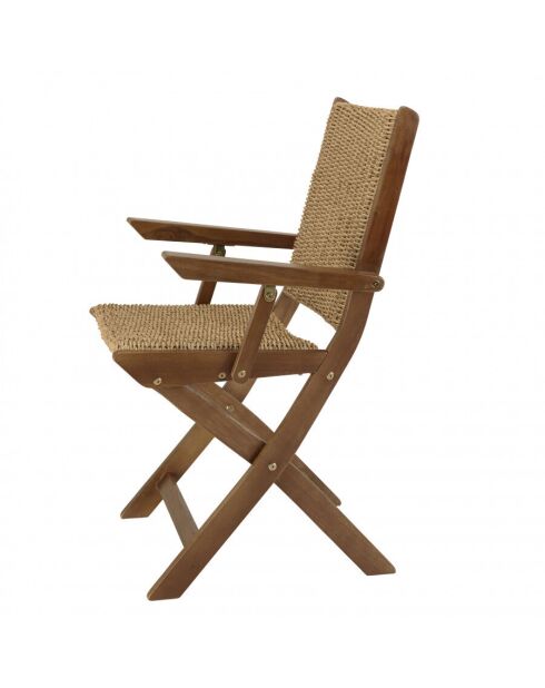 VICTOIRE - Lot de 2 fauteuils pliants acacia huilé et rotin synthétique
