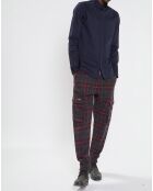 Pantalon cargo en Laine mélangée Slim Fit à carreaux bordeaux/bleu