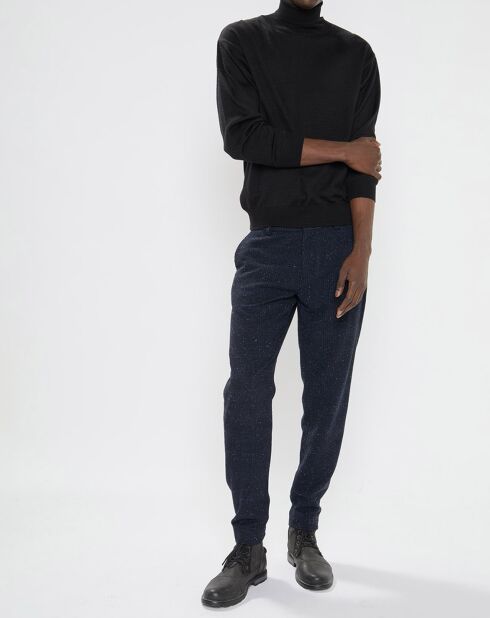 Pantalon en Laine mélangée Regular Fit stuart Neps bleu foncé