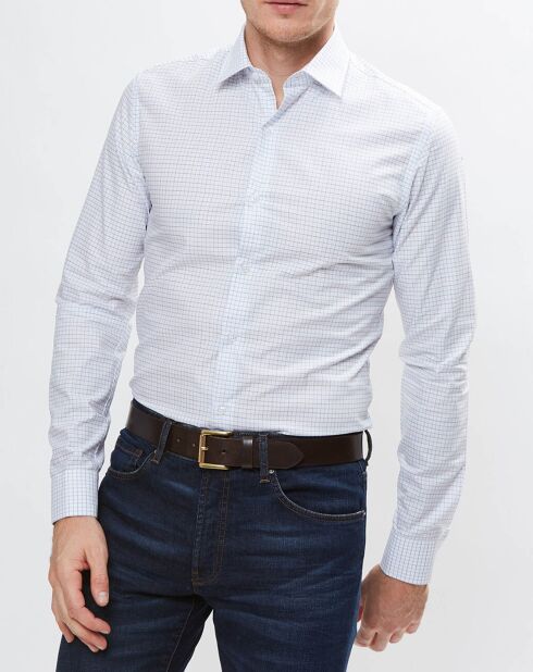 Chemise Slim Fit à carreaux blanche