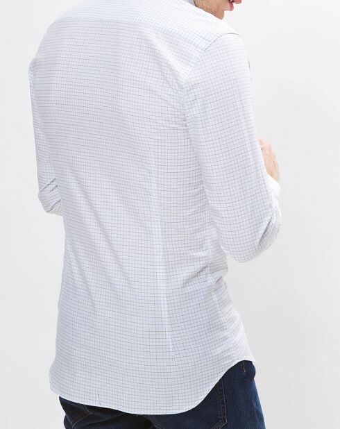 Chemise Slim Fit à carreaux blanche