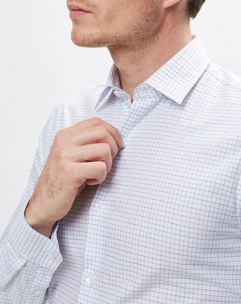 Chemise Slim Fit à carreaux blanche