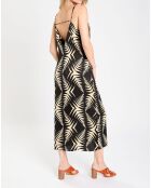 Robe satinée Napi imprimée noir/beige