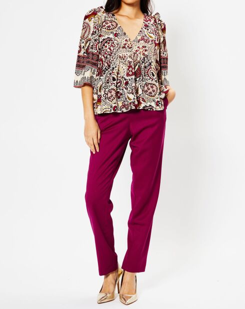 Blouse Zack imprimée bordeaux/multicolore