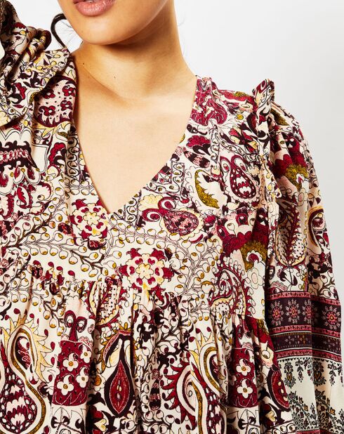 Blouse Zack imprimée bordeaux/multicolore
