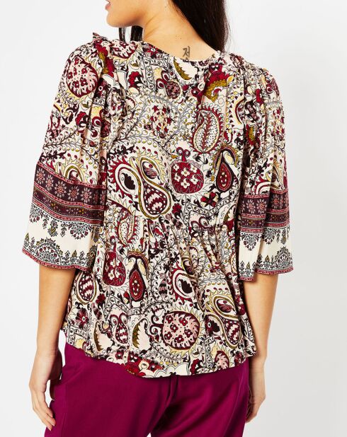 Blouse Zack imprimée bordeaux/multicolore