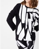 T-Shirt 100% Laine noir/blanc